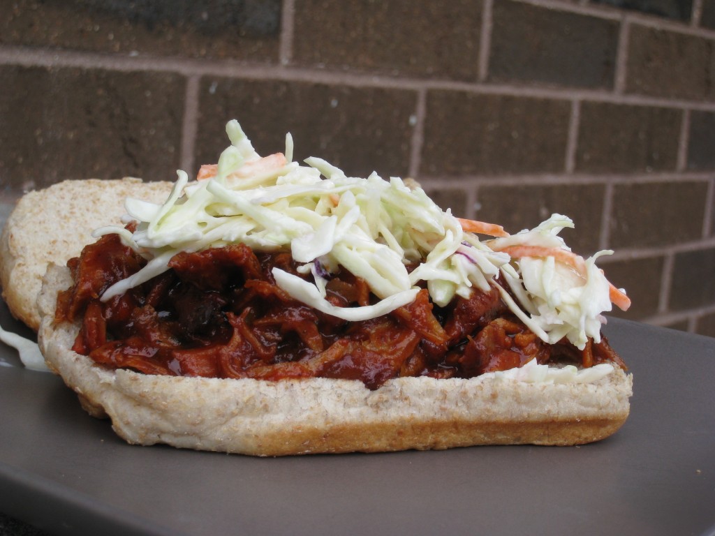 A pulled pork bbq sandwich