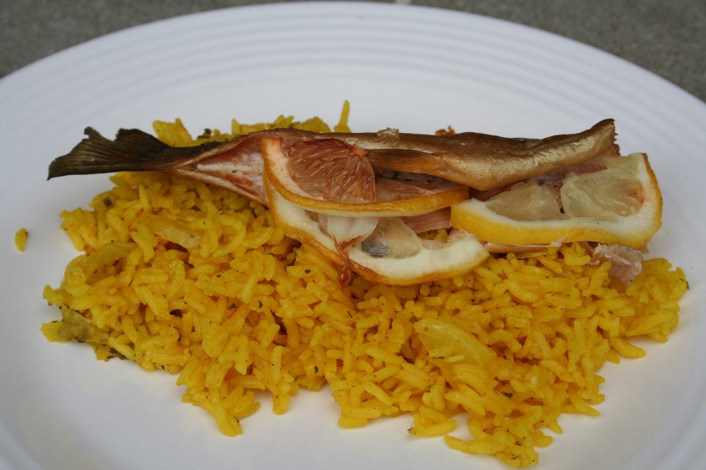 Smoked Rainbow Trout on Rice