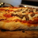 Pizza on a pizza stone