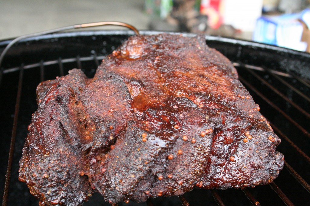 Chili rubbed chuckie on the smoker