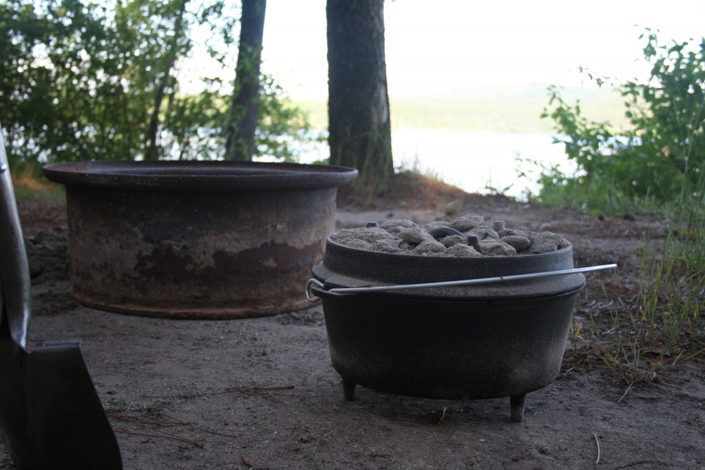 Dutch oven with coals