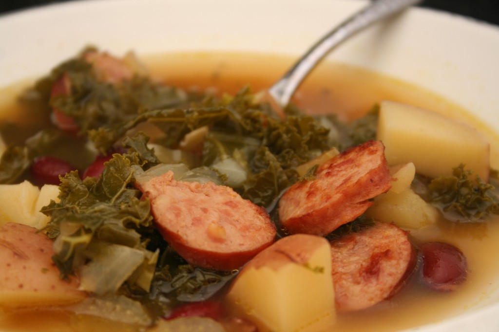 Kielbasa and Kale Soup with Beans