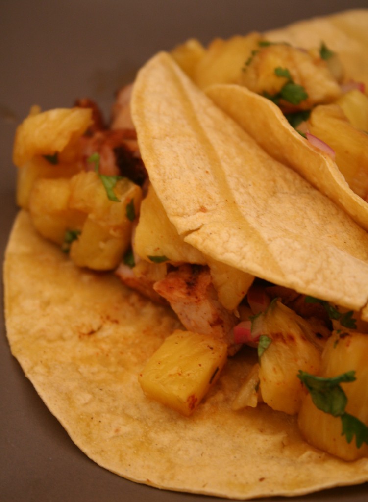 chipotle pork tacos with grilled pineapple salsa