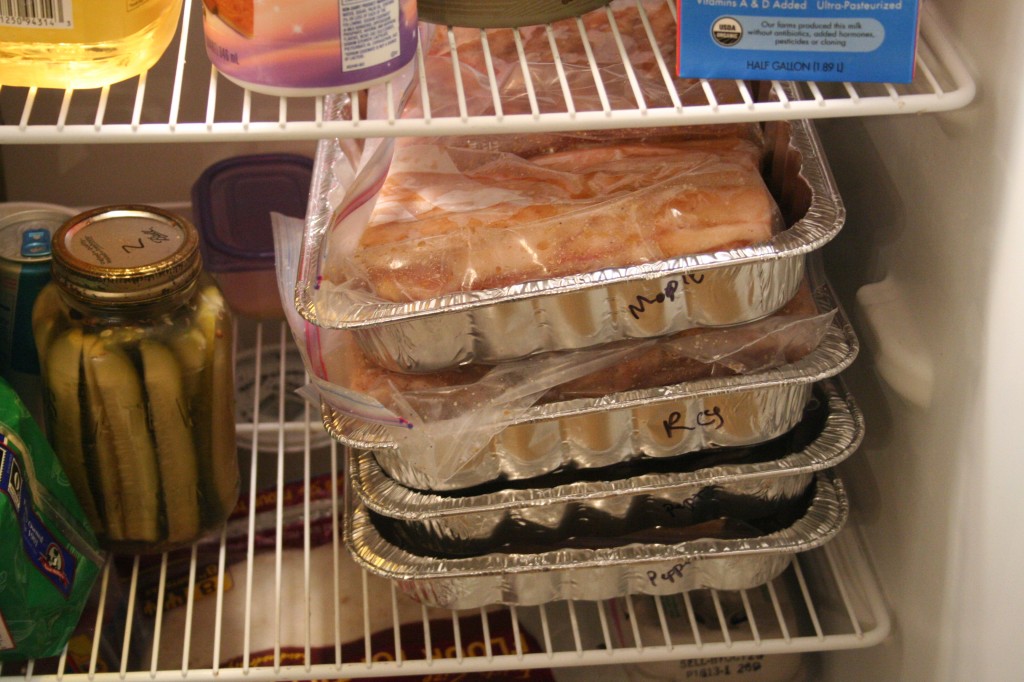 Bacon in the fridge curing Bacon in the fridge curing